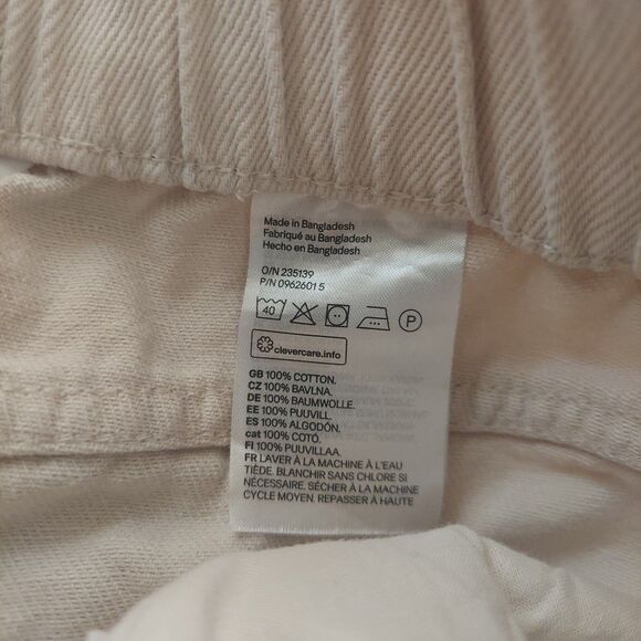 H&M Beige Denim High Waist Cropped Tapered Jeans Elastic Waist Sz 8 - Picture 4 of 10
